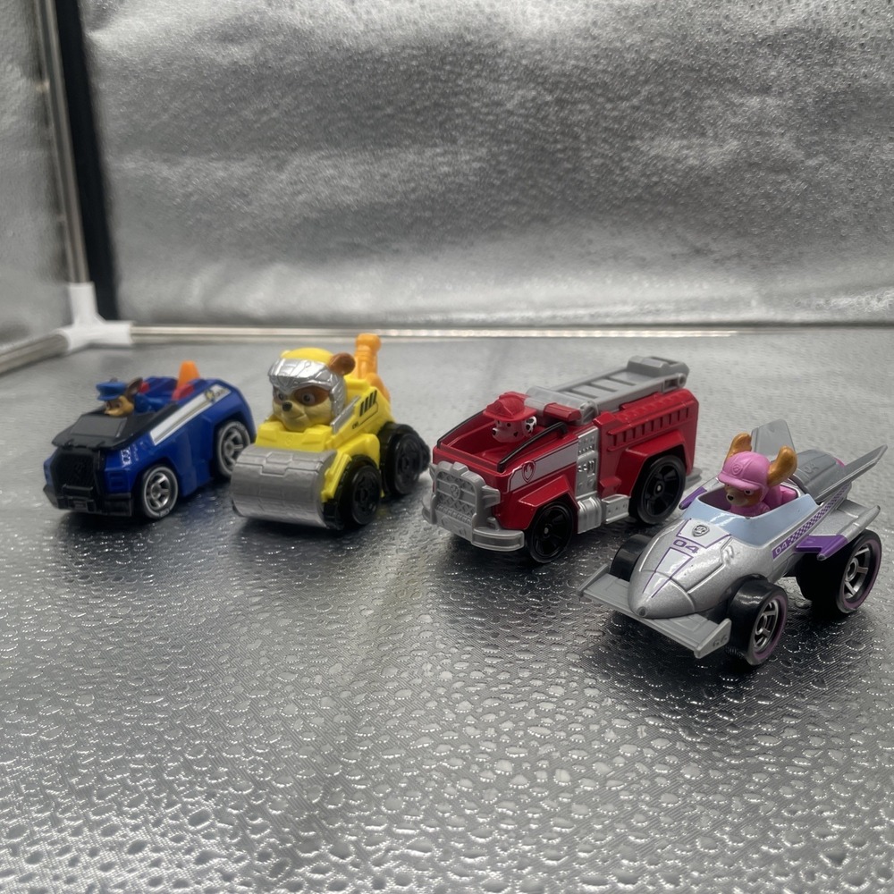 Nice Lot of 4 PAW Patrol Pups Diecast Toy Cars Vehicle